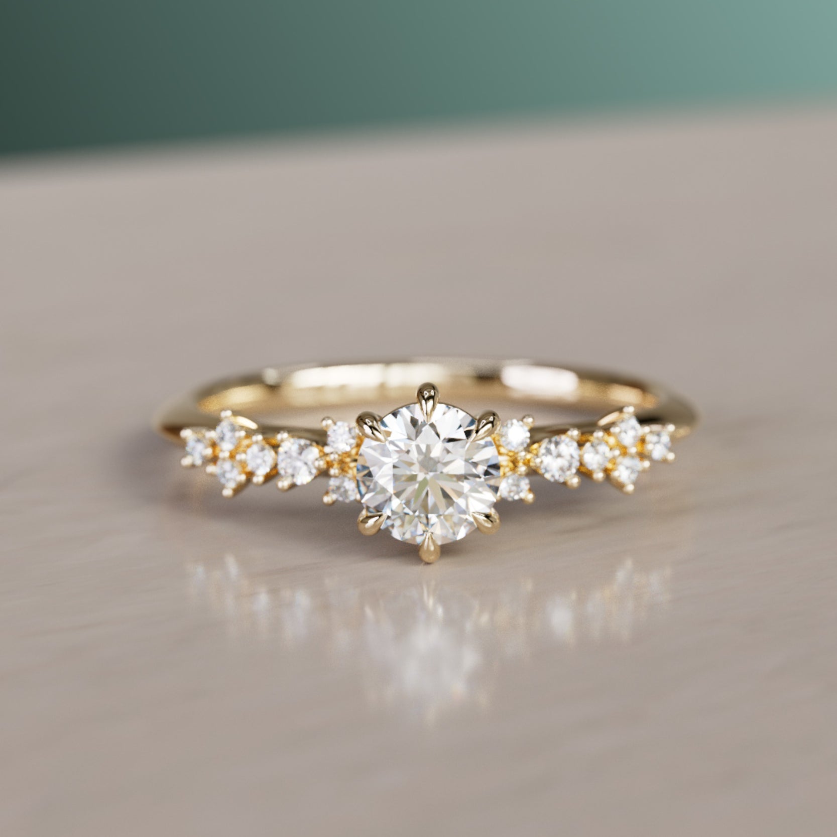 Marquise Shaped Three Stone Lab Grown Diamond Engagement Ring